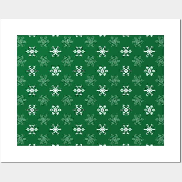 Snowflake Pattern | Green and White | Wall Art by Eclectic At Heart